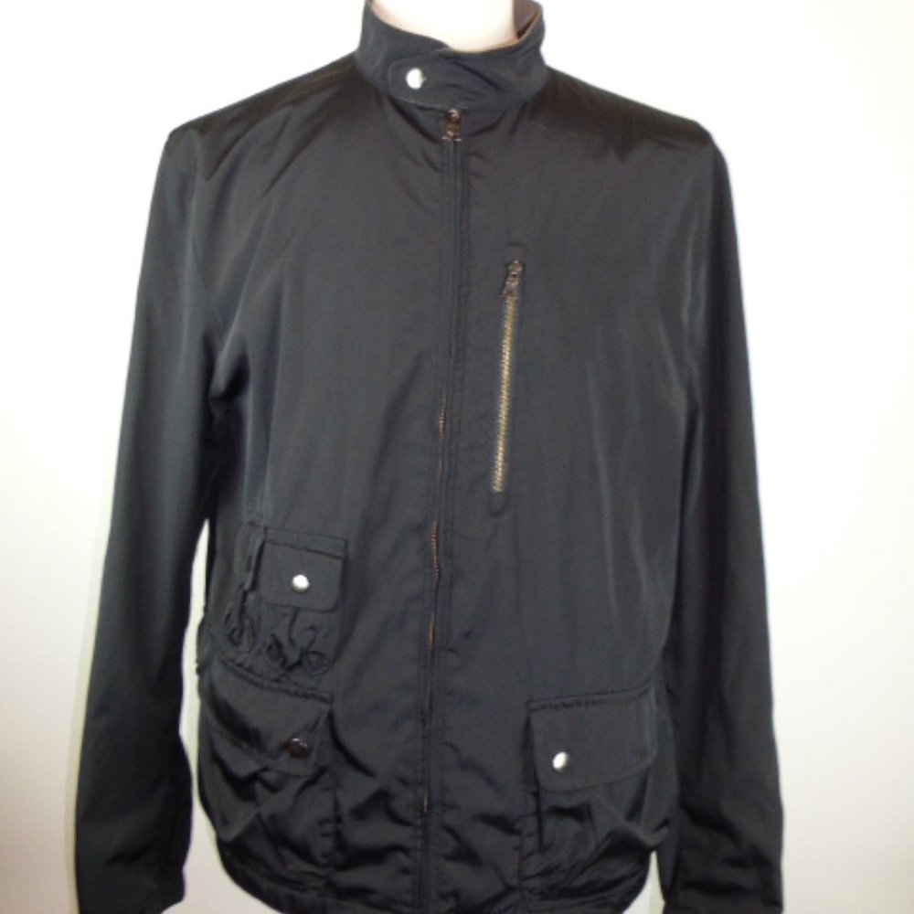 Banana Republic reversible black tan zip windbreaker L